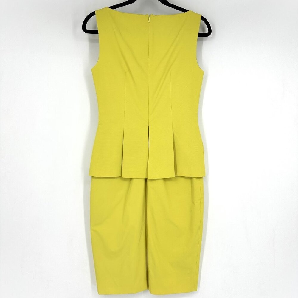 Lela‎ Rose Knot Front Peplum Sleeveless Sheath Dress Yellow Size 2 - Picture 6 of 10